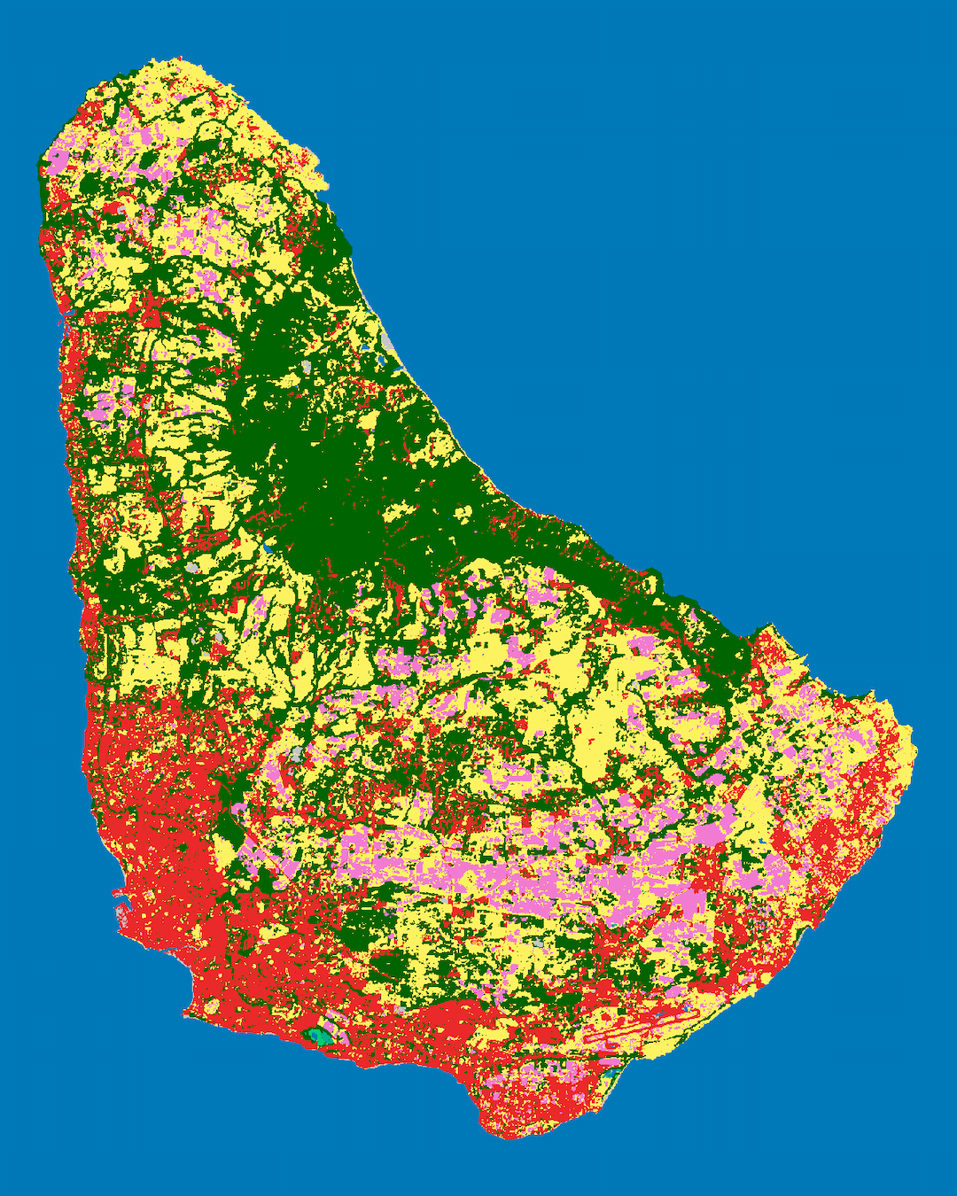 Barbados WorldCover land cover classification — all 9 classes