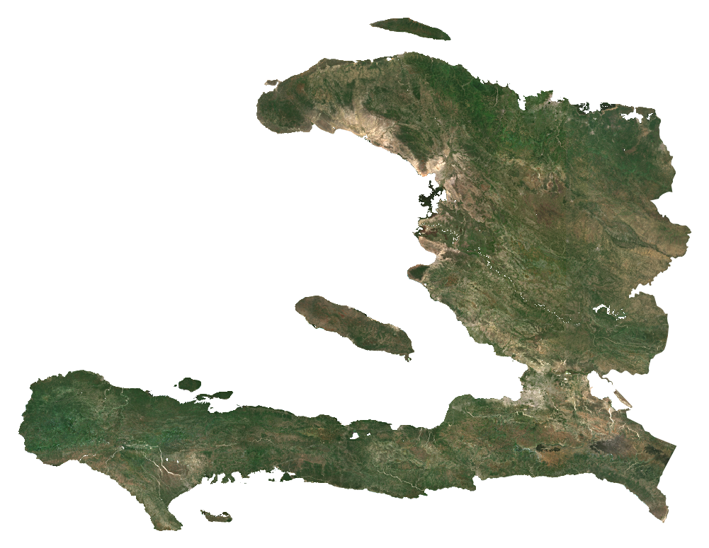 Natural-colour Sentinel-2 median composite of Haiti, January to September 2026
